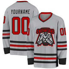 Загрузить изображение в средство просмотра галереи, Custom Gray Red-Black Hockey Jersey