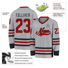 Загрузить изображение в средство просмотра галереи, Custom Gray Red-Black Hockey Jersey