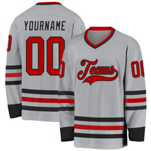 Загрузить изображение в средство просмотра галереи, Custom Gray Red-Black Hockey Jersey