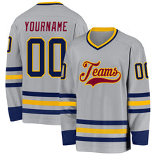 Загрузить изображение в средство просмотра галереи, Custom Gray Navy Gold-Maroon Hockey Jersey