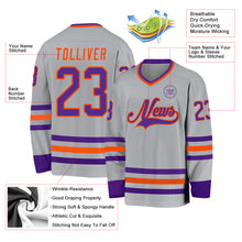 Загрузить изображение в средство просмотра галереи, Custom Gray Purple-Orange Hockey Jersey