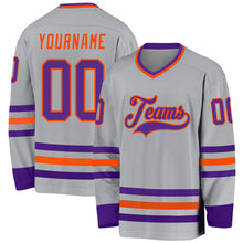 Загрузить изображение в средство просмотра галереи, Custom Gray Purple-Orange Hockey Jersey