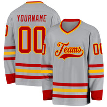 Загрузить изображение в средство просмотра галереи, Custom Gray Red-Gold Hockey Jersey