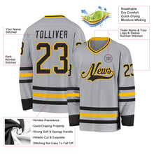Загрузить изображение в средство просмотра галереи, Custom Gray Black-Gold Hockey Jersey