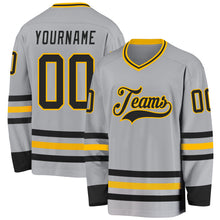 Загрузить изображение в средство просмотра галереи, Custom Gray Black-Gold Hockey Jersey