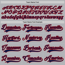 Load image into Gallery viewer, Custom Gray Navy-Red Hockey Jersey