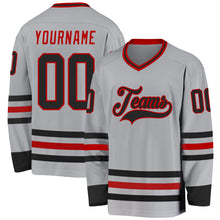 Загрузить изображение в средство просмотра галереи, Custom Gray Black-Red Hockey Jersey