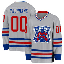 Загрузить изображение в средство просмотра галереи, Custom Gray Red-Royal Hockey Jersey