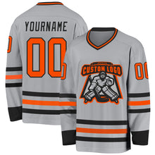 Загрузить изображение в средство просмотра галереи, Custom Gray Orange-Black Hockey Jersey