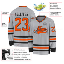 Загрузить изображение в средство просмотра галереи, Custom Gray Orange-Black Hockey Jersey
