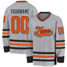 Загрузить изображение в средство просмотра галереи, Custom Gray Orange-Black Hockey Jersey