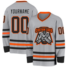 Laden Sie das Bild in den Galerie-Viewer, Custom Gray Black-Orange Hockey Jersey