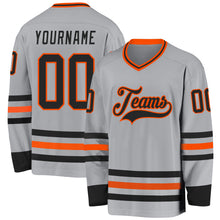 Laden Sie das Bild in den Galerie-Viewer, Custom Gray Black-Orange Hockey Jersey