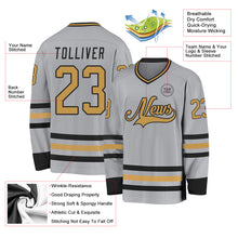 Загрузить изображение в средство просмотра галереи, Custom Gray Old Gold-Black Hockey Jersey