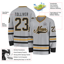 Загрузить изображение в средство просмотра галереи, Custom Gray Black-Old Gold Hockey Jersey