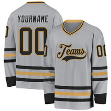 Загрузить изображение в средство просмотра галереи, Custom Gray Black-Old Gold Hockey Jersey