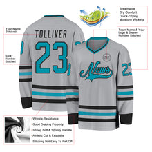 Загрузить изображение в средство просмотра галереи, Custom Gray Teal-Black Hockey Jersey