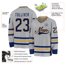 Загрузить изображение в средство просмотра галереи, Custom Gray Navy-Old Gold Hockey Jersey