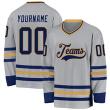 Загрузить изображение в средство просмотра галереи, Custom Gray Navy-Old Gold Hockey Jersey