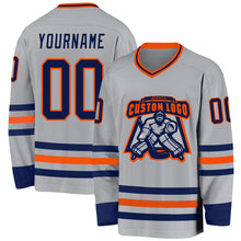 Загрузить изображение в средство просмотра галереи, Custom Gray Navy-Orange Hockey Jersey