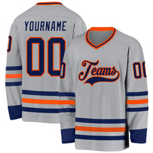 Загрузить изображение в средство просмотра галереи, Custom Gray Navy-Orange Hockey Jersey