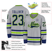 Загрузить изображение в средство просмотра галереи, Custom Gray Navy-Neon Green Hockey Jersey