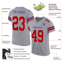 Laden Sie das Bild in den Galerie-Viewer, Custom Gray Red-Purple Mesh Authentic Football Jersey
