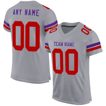 Laden Sie das Bild in den Galerie-Viewer, Custom Gray Red-Purple Mesh Authentic Football Jersey