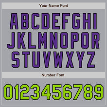 Laden Sie das Bild in den Galerie-Viewer, Custom Gray Neon Green Black-Purple Authentic Baseball Jersey