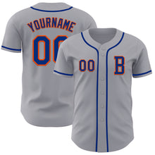 Загрузить изображение в средство просмотра галереи, Custom Gray Royal-Orange Authentic Baseball Jersey