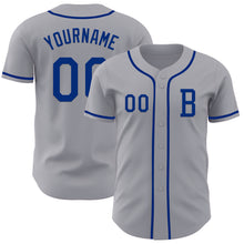 Load image into Gallery viewer, Custom Gray Royal Authentic Baseball Jersey