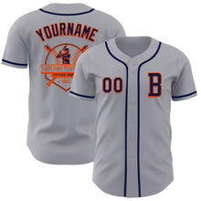 Laden Sie das Bild in den Galerie-Viewer, Custom Gray Navy-Orange Authentic Baseball Jersey