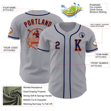 Laden Sie das Bild in den Galerie-Viewer, Custom Gray Navy-Orange Authentic Baseball Jersey