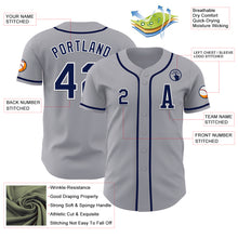 Laden Sie das Bild in den Galerie-Viewer, Custom Gray Navy-White Authentic Baseball Jersey
