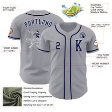 Laden Sie das Bild in den Galerie-Viewer, Custom Gray Navy-White Authentic Baseball Jersey