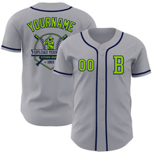 Загрузить изображение в средство просмотра галереи, Custom Gray Neon Green-Navy Authentic Baseball Jersey