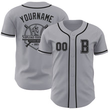 Laden Sie das Bild in den Galerie-Viewer, Custom Gray Black Authentic Baseball Jersey