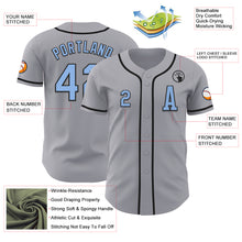 Laden Sie das Bild in den Galerie-Viewer, Custom Gray Light Blue-Black Authentic Baseball Jersey