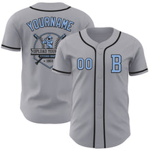 Laden Sie das Bild in den Galerie-Viewer, Custom Gray Light Blue-Black Authentic Baseball Jersey