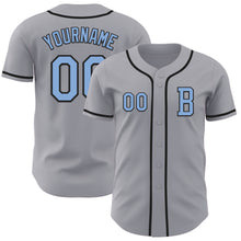 Laden Sie das Bild in den Galerie-Viewer, Custom Gray Light Blue-Black Authentic Baseball Jersey