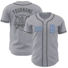 Laden Sie das Bild in den Galerie-Viewer, Custom Gray Light Blue-Steel Gray Authentic Baseball Jersey