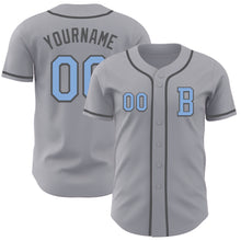 Laden Sie das Bild in den Galerie-Viewer, Custom Gray Light Blue-Steel Gray Authentic Baseball Jersey