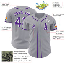 Laden Sie das Bild in den Galerie-Viewer, Custom Gray Purple-White Authentic Baseball Jersey