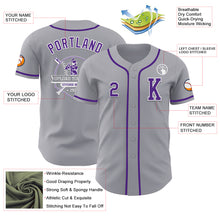 Laden Sie das Bild in den Galerie-Viewer, Custom Gray Purple-White Authentic Baseball Jersey