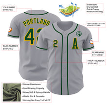 Laden Sie das Bild in den Galerie-Viewer, Custom Gray Green-Gold Authentic Baseball Jersey