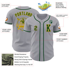 Laden Sie das Bild in den Galerie-Viewer, Custom Gray Green-Gold Authentic Baseball Jersey