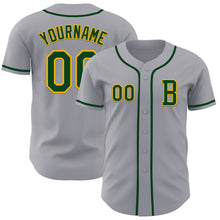 Laden Sie das Bild in den Galerie-Viewer, Custom Gray Green-Gold Authentic Baseball Jersey