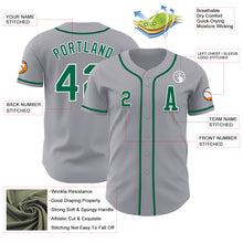 Загрузить изображение в средство просмотра галереи, Custom Gray Kelly Green-White Authentic Baseball Jersey