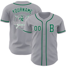 Загрузить изображение в средство просмотра галереи, Custom Gray Kelly Green-White Authentic Baseball Jersey