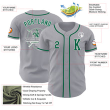 Загрузить изображение в средство просмотра галереи, Custom Gray Kelly Green-White Authentic Baseball Jersey